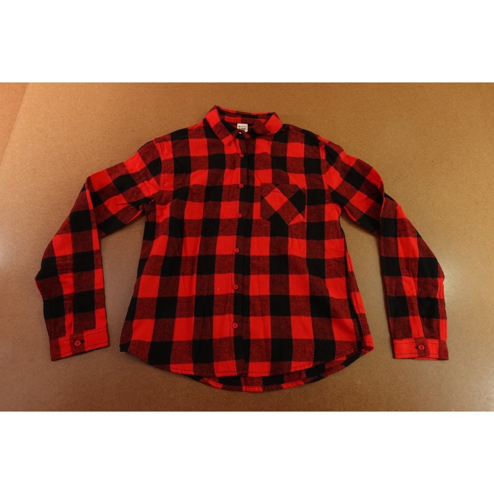 Members Mark Girls Size 14/16 Red Buffalo Plaid Flannel Long Sleeve Shirt New